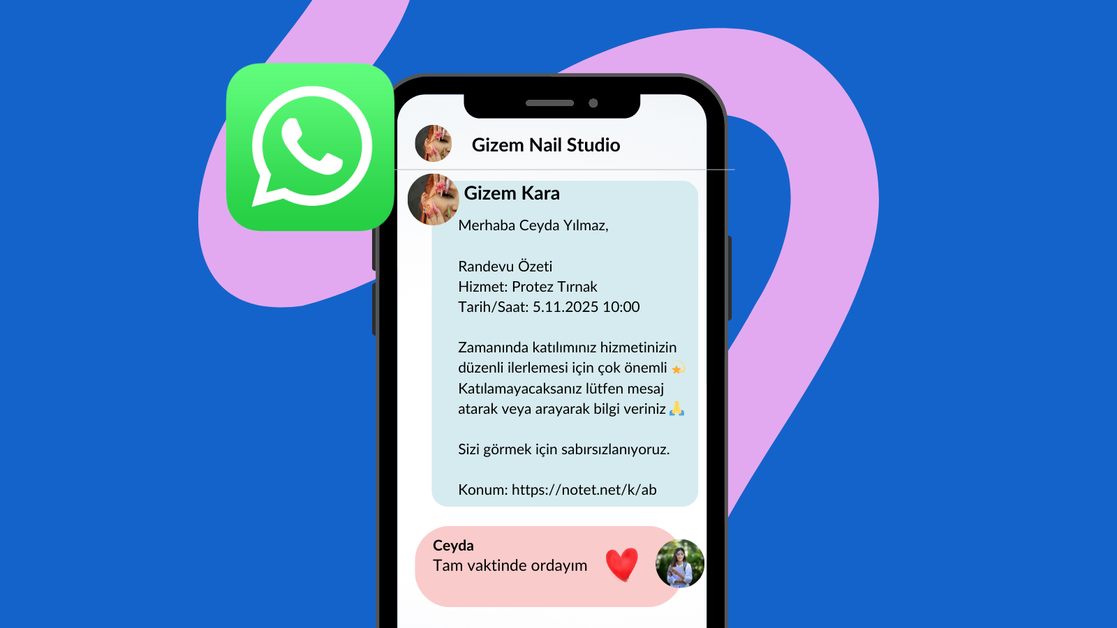 WhatsApp üzerinden konum bağlantısı ile yönlendirme örneği