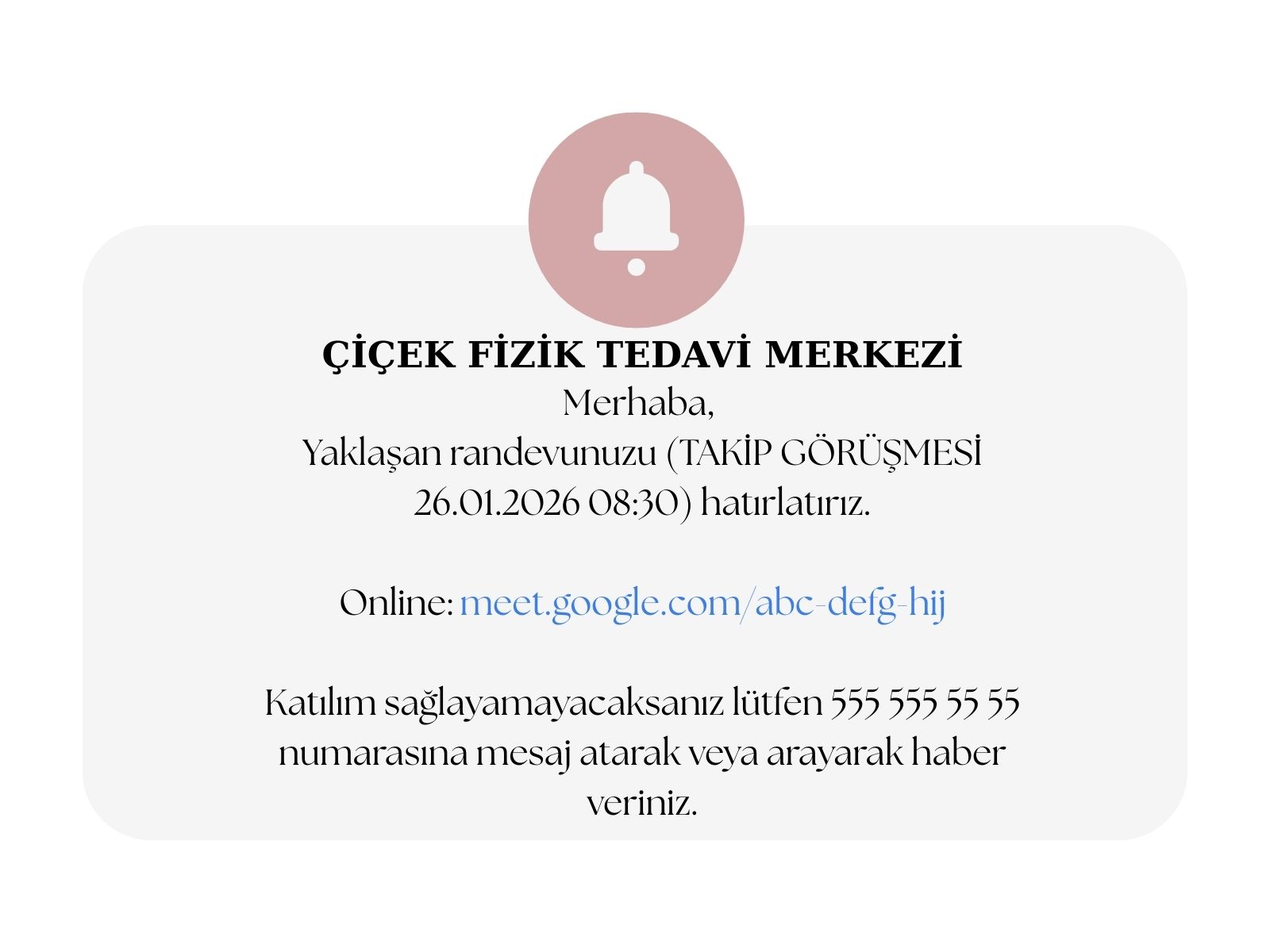 Online görüşme ekranı örneği